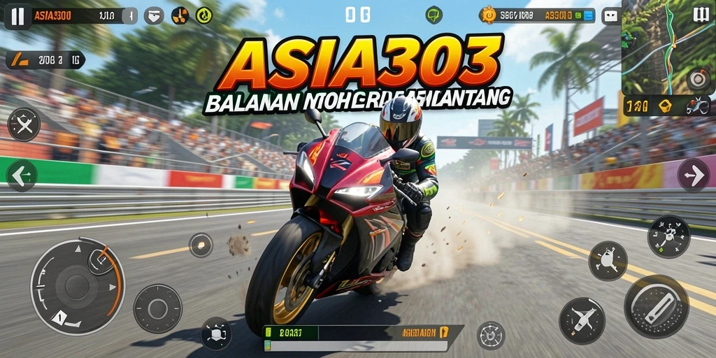 Screenshot aksi balapan motor yang seru di ASIA303.