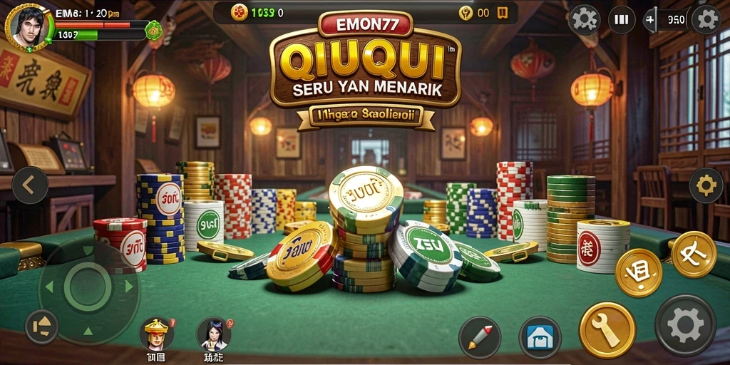 Tampilan gameplay seru dalam permainan QiuQiu EMON77.