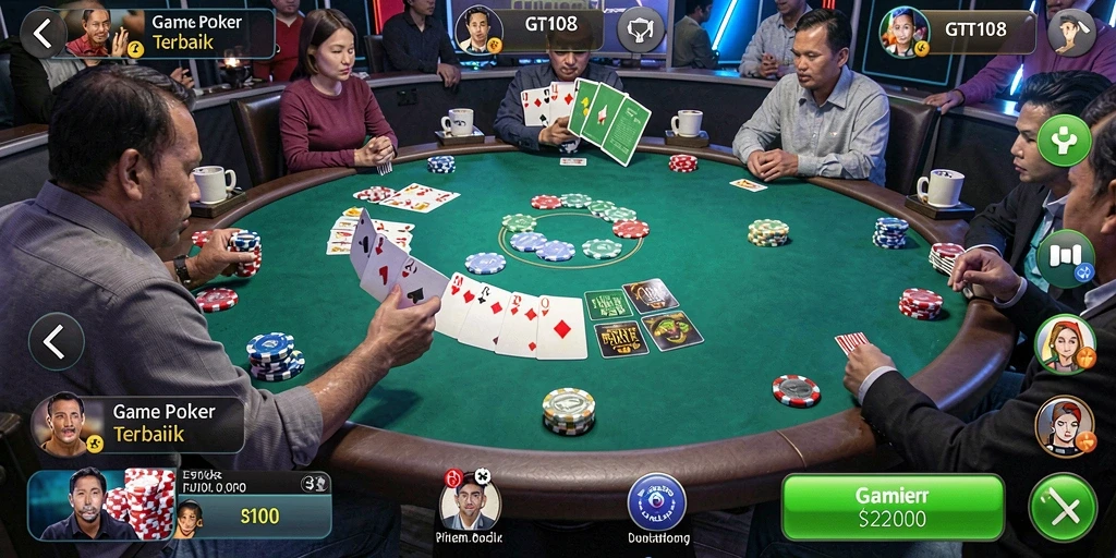 Tampilan gameplay Poker di GT108 yang mengasyikkan dan penuh strategi.