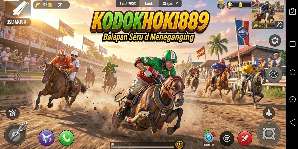 Gameplay KODOKHOKI889 menampilkan aksi balapan yang seru dan menegangkan.