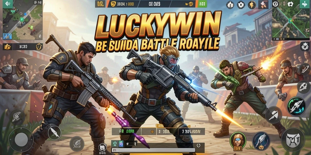 Tampilan gameplay seru dari LUCKYWIN dalam pertarungan Battle Royale.