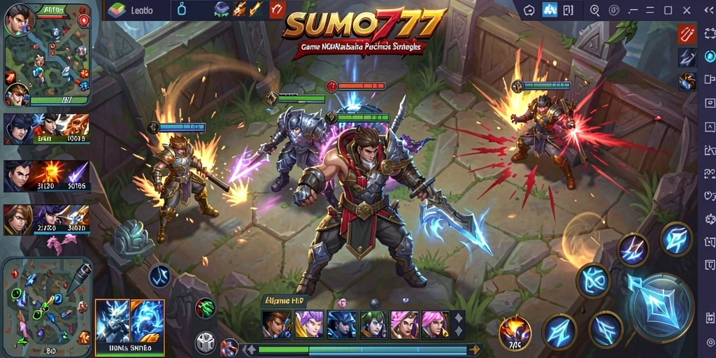 Tampilan gameplay seru di SUMO777 dengan pertempuran tim yang mendebarkan.